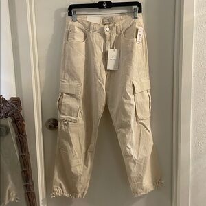 NWT Dl1961 SZ 26 X 26” Flax Gwen beige Cotton Blend Cargo Jogger Pants $216.00